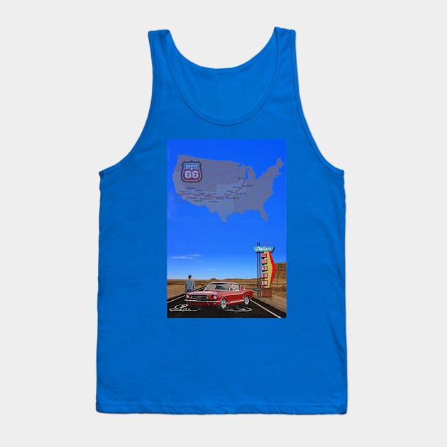 Skyliner Motel Route 66 Tank Top by Mark Richards